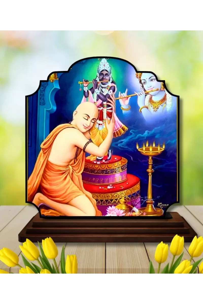 Car Dashboard/Table Top Lord Krishna Wooden Rectangle Photo Stand  3x4 Inches, Compact & Stylish Spiritual Display For Car, Home & Office (Pack Of 1) (F22239)