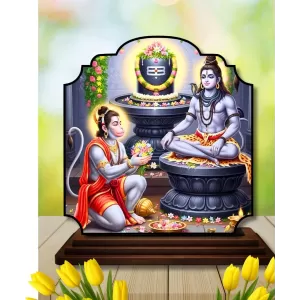 Car Dashboard/Table Top Lord Shiva And Hanuman Wooden Rectangle Photo Stand 3x4 Inches, Compact & Stylish Spiritual Display For Car, Home & Office (Pack Of 1) (F22241) Car Dashboard/Table Top Lord Shiva And Hanuman Wooden Rectangle Photo Stand 3x4 Inches, Compact & Stylish Spiritual Display For Car, Home & Office (Pack Of 1) (F22241)