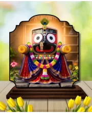 Car Dashboard/Table Top Jai Jagannath Wooden Rectangle Photo Stand  3x4 Inches, Compact & Stylish Spiritual Display For Car, Home & Office (Pack Of 1) (F22242)