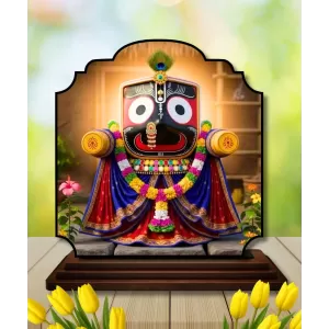 Car Dashboard/Table Top Jai Jagannath Wooden Rectangle Photo Stand  3x4 Inches, Compact & Stylish Spiritual Display For Car, Home & Office (Pack Of 1) (F22242)