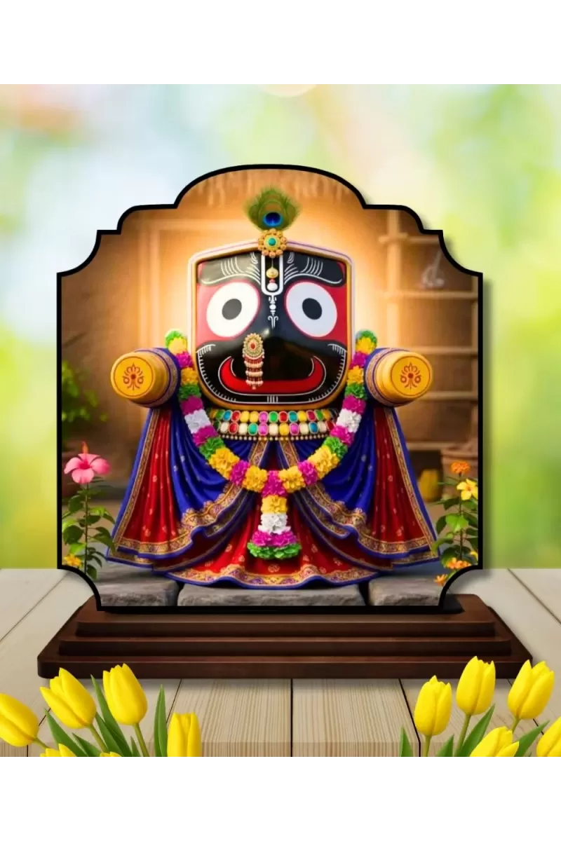 Car Dashboard/Table Top Jai Jagannath Wooden Rectangle Photo Stand  3x4 Inches, Compact & Stylish Spiritual Display For Car, Home & Office (Pack Of 1) (F22242)