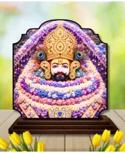 Car Dashboard/Table Top Khatu Shyam Ji Wooden Rectangle Photo Stand  3x4 Inches, Compact & Stylish Spiritual Display For Car, Home & Office (Pack Of 1) (F22245)