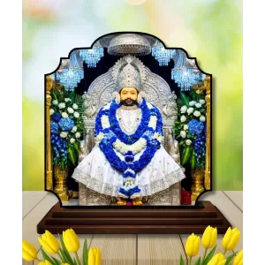 Car Dashboard/Table Top Khatu Shyam Ji Wooden Rectangle Photo Stand  3x4 Inches, Compact & Stylish Spiritual Display For Car, Home & Office (Pack Of 1) (F22246)
