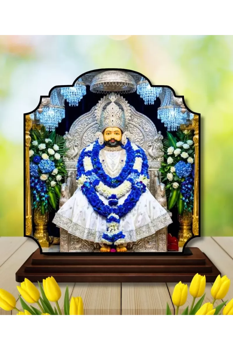 Car Dashboard/Table Top Khatu Shyam Ji Wooden Rectangle Photo Stand  3x4 Inches, Compact & Stylish Spiritual Display For Car, Home & Office (Pack Of 1) (F22246)