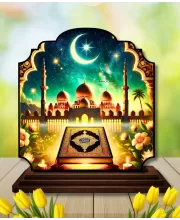 Car Dashboard/Table Top Mucca Masid Wooden Rectangle Photo Stand  3x4 Inches, Compact & Stylish Spiritual Display For Car, Home & Office (Pack Of 1) (F22248)