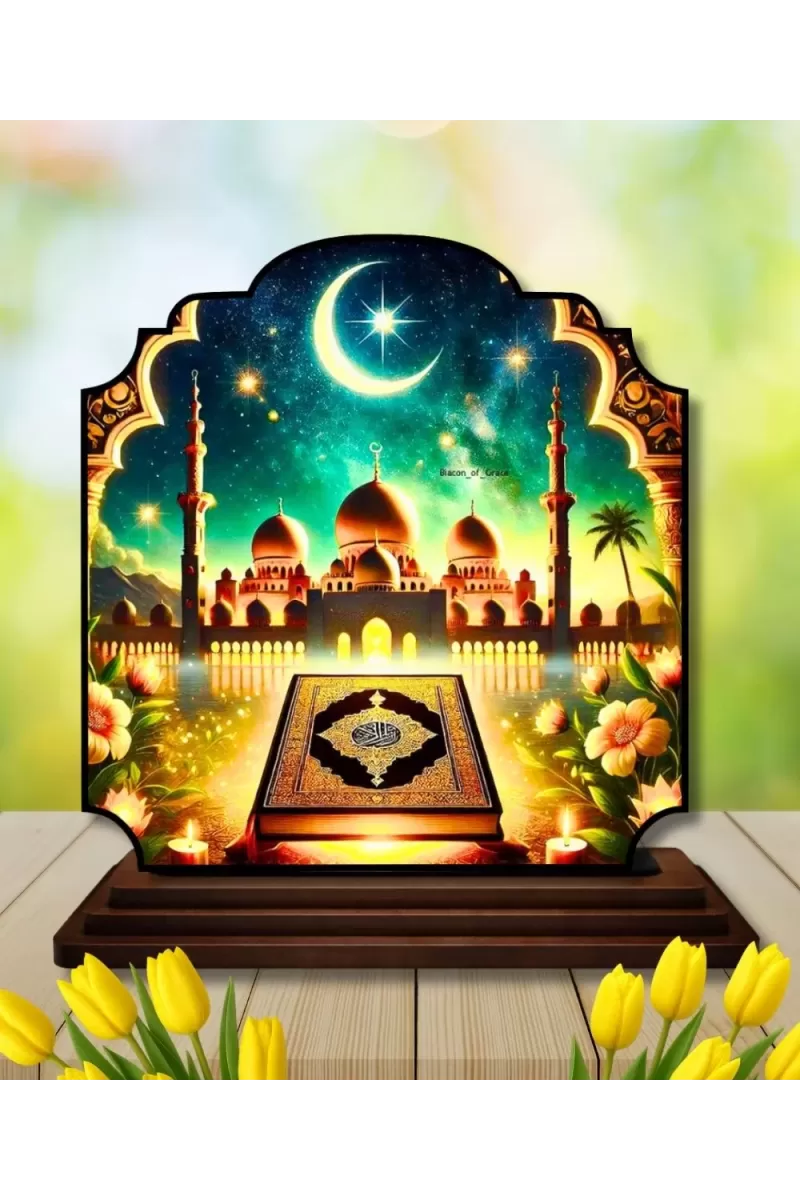 Car Dashboard/Table Top Mucca Masid Wooden Rectangle Photo Stand  3x4 Inches, Compact & Stylish Spiritual Display For Car, Home & Office (Pack Of 1) (F22248)