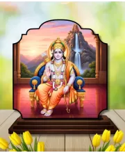 Car Dashboard/Table Top Lord Rama Wooden Rectangle Photo Stand  3x4 Inches, Compact & Stylish Spiritual Display For Car, Home & Office (Pack Of 1) (F22251)