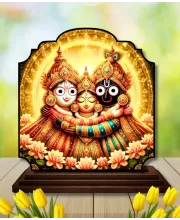 Car Dashboard/Table Top Lord Jagannath  Wooden Rectangle Photo Stand  3x4 Inches, Compact & Stylish Spiritual Display For Car, Home & Office (Pack Of 1) (F22252)