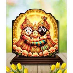 Car Dashboard/Table Top Lord Jagannath  Wooden Rectangle Photo Stand  3x4 Inches, Compact & Stylish Spiritual Display For Car, Home & Office (Pack Of 1) (F22252)