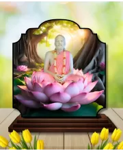 Car Dashboard/Table Top Ramakrishna Paramahamsa Wooden Rectangle Photo Stand  3x4 Inches, Compact & Stylish Spiritual Display For Car, Home & Office (Pack Of 1) (F22254)