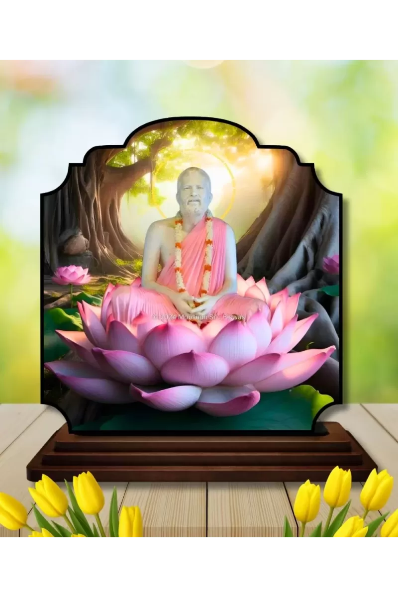Car Dashboard/Table Top Ramakrishna Paramahamsa Wooden Rectangle Photo Stand  3x4 Inches, Compact & Stylish Spiritual Display For Car, Home & Office (Pack Of 1) (F22254)