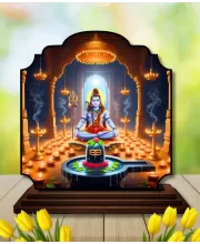 Car Dashboard/Table Top Laord Shiva Wooden Rectangle Photo Stand  3x4 Inches, Compact & Stylish Spiritual Display For Car, Home & Office (Pack Of 1) (F22256)