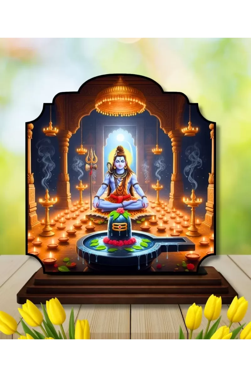 Car Dashboard/Table Top Laord Shiva Wooden Rectangle Photo Stand  3x4 Inches, Compact & Stylish Spiritual Display For Car, Home & Office (Pack Of 1) (F22256)