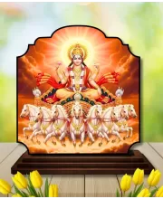 Car Dashboard/Table Top Lord Surya Wooden Rectangle Photo Stand  3x4 Inches, Compact & Stylish Spiritual Display For Car, Home & Office (Pack Of 1) (F22258)