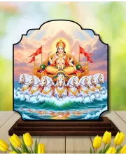 Car Dashboard/Table Top Lord Surya Wooden Rectangle Photo Stand  3x4 Inches, Compact & Stylish Spiritual Display For Car, Home & Office (Pack Of 1) (F22259)