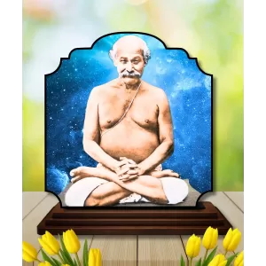 Car Dashboard/Table Top Lahiri Mahasaya Wooden Rectangle Photo Stand  3x4 Inches, Compact & Stylish Spiritual Display For Car, Home & Office (Pack Of 1) (F22260)