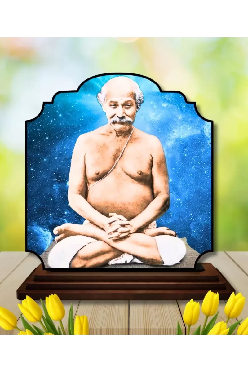 Car Dashboard/Table Top Lahiri Mahasaya Wooden Rectangle Photo Stand  3x4 Inches, Compact & Stylish Spiritual Display For Car, Home & Office (Pack Of 1) (F22260)