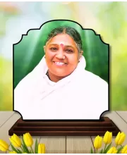 Car Dashboard/Table Top Mata Amritanandamayi, Wooden Rectangle Photo Stand  3x4 Inches, Compact & Stylish Spiritual Display For Car, Home & Office (Pack Of 1) (F22261)