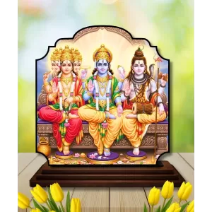 Car Dashboard/Table Top Bramha Vishnu And Shiva Wooden Rectangle Photo Stand 3x4 Inches, Compact & Stylish Spiritual Display For Car, Home & Office (Pack Of 1) (F22264) Car Dashboard/Table Top Bramha Vishnu And Shiva Wooden Rectangle Photo Stand 3x4 Inches, Compact & Stylish Spiritual Display For Car, Home & Office (Pack Of 1) (F22264)