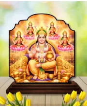 Car Dashboard/Table Top Lord Kubera Wooden Rectangle Photo Stand  3x4 Inches, Compact & Stylish Spiritual Display For Car, Home & Office (Pack Of 1) (F22266)