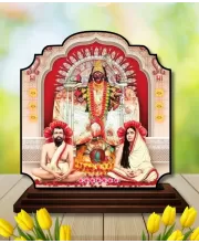 Car Dashboard/Table Top Ma Kaali With Ramakrishna Paramahamsa And Sarada Devi Wooden Rectangle Photo Stand &acirc;&euro;&ldquo; 3x4 Inches, Compact & Stylish Spiritual Display For Car, Home & Office (Pack Of 1) (F22269)