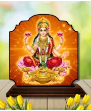 Car Dashboard/Table Top Goddess Lakshmi Wooden Rectangle Photo Stand  3x4 Inches, Compact & Stylish Spiritual Display For Car, Home & Office (Pack Of 1) (F22271)