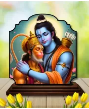 Car Dashboard/Table Top Lord Rama And Hanuman Wooden Rectangle Photo Stand  3x4 Inches, Compact & Stylish Spiritual Display For Car, Home & Office (Pack Of 1) (F22293)