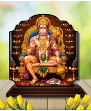 Car Dashboard/Table Top Lord Hanuman Wooden Rectangle Photo Stand  3x4 Inches, Compact & Stylish Spiritual Display For Car, Home & Office (Pack Of 1) (F22294)