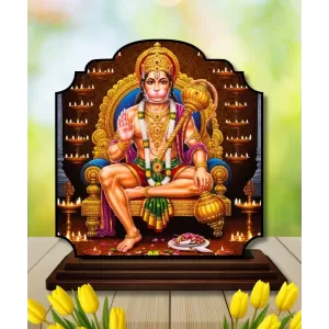 Car Dashboard/Table Top Lord Hanuman Wooden Rectangle Photo Stand  3x4 Inches, Compact & Stylish Spiritual Display For Car, Home & Office (Pack Of 1) (F22294)
