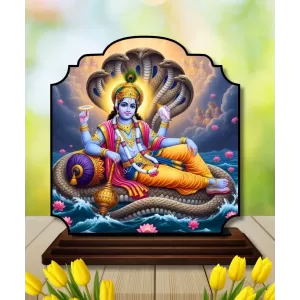 Car Dashboard/Table Top Lord Vishnu Wooden Rectangle Photo Stand 3x4 Inches, Compact & Stylish Spiritual Display For Car, Home & Office (Pack Of 1) (F22295) Car Dashboard/Table Top Lord Vishnu Wooden Rectangle Photo Stand 3x4 Inches, Compact & Stylish Spiritual Display For Car, Home & Office (Pack Of 1) (F22295)