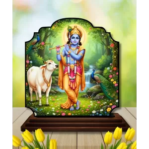 Car Dashboard/Table Top Lord Krishna Wooden Rectangle Photo Stand 3x4 Inches, Compact & Stylish Spiritual Display For Car, Home & Office (Pack Of 1) (F22297) Car Dashboard/Table Top Lord Krishna Wooden Rectangle Photo Stand 3x4 Inches, Compact & Stylish Spiritual Display For Car, Home & Office (Pack Of 1) (F22297)