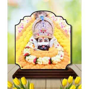 Car Dashboard/Table Top Khatu Shyam Wooden Rectangle Photo Stand  3x4 Inches, Compact & Stylish Spiritual Display For Car, Home & Office (Pack Of 1) (F22298)
