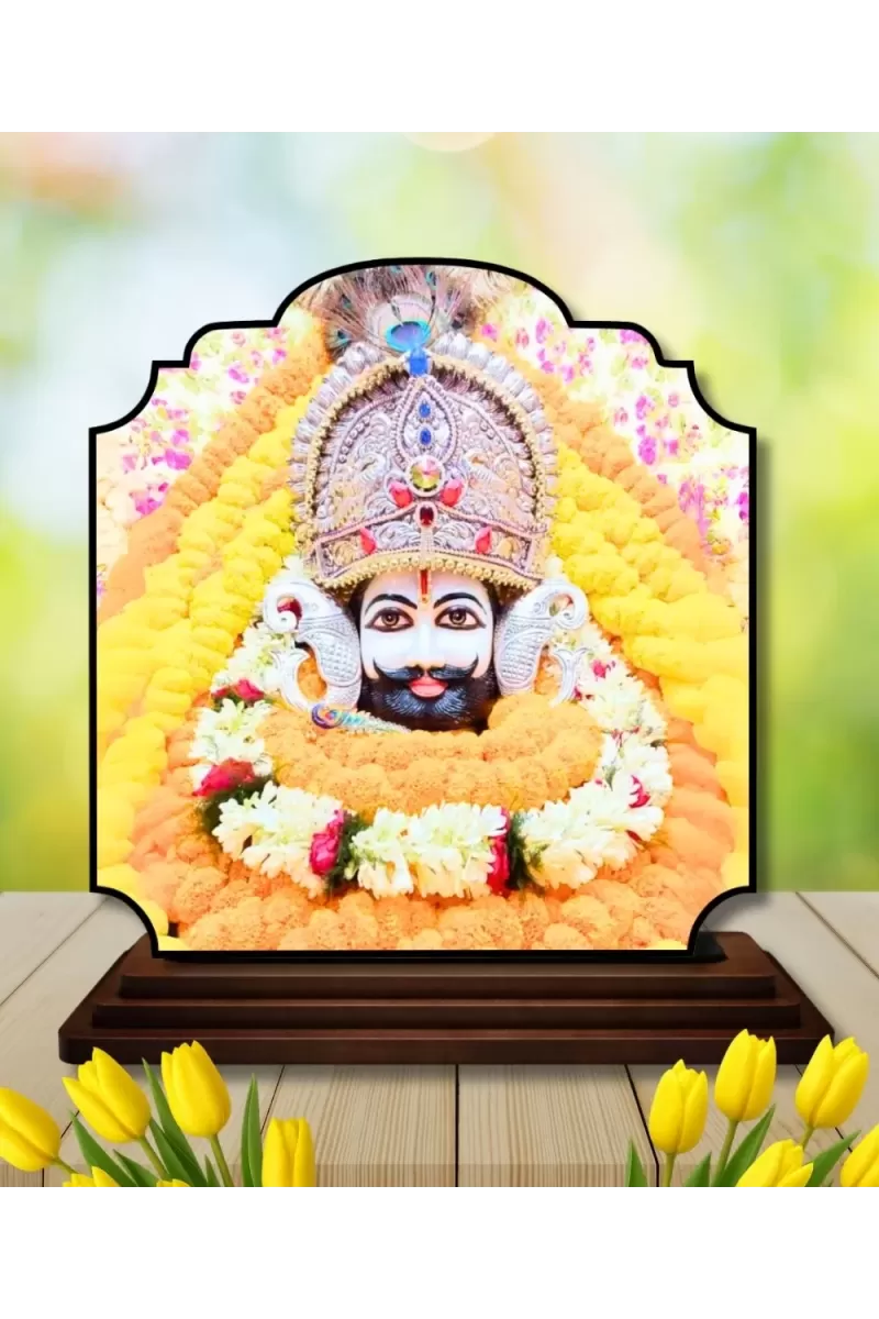 Car Dashboard/Table Top Khatu Shyam Wooden Rectangle Photo Stand  3x4 Inches, Compact & Stylish Spiritual Display For Car, Home & Office (Pack Of 1) (F22298)
