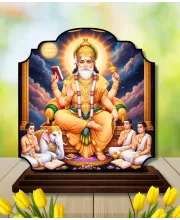 Car Dashboard/Table Top Lord Vishwa Karma Wooden Rectangle Photo Stand  3x4 Inches, Compact & Stylish Spiritual Display For Car, Home & Office (Pack Of 1) (F22301)