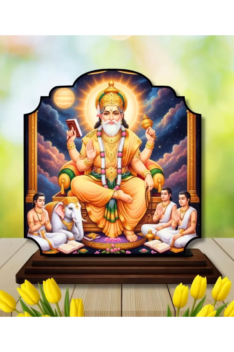 Car Dashboard/Table Top Lord Vishwa Karma Wooden Rectangle Photo Stand  3x4 Inches, Compact & Stylish Spiritual Display For Car, Home & Office (Pack Of 1) (F22301)