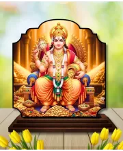 Car Dashboard/Table Top Kubera Wooden Rectangle Photo Stand  3x4 Inches, Compact & Stylish Spiritual Display For Car, Home & Office (Pack Of 1) (F22303)