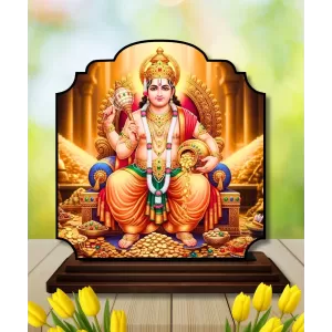 Car Dashboard/Table Top Kubera Wooden Rectangle Photo Stand  3x4 Inches, Compact & Stylish Spiritual Display For Car, Home & Office (Pack Of 1) (F22303)