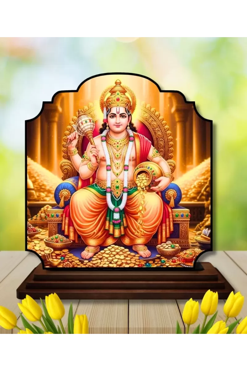 Car Dashboard/Table Top Kubera Wooden Rectangle Photo Stand  3x4 Inches, Compact & Stylish Spiritual Display For Car, Home & Office (Pack Of 1) (F22303)