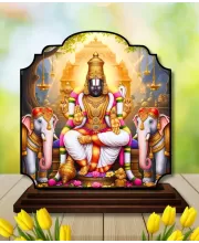 Car Dashboard/Table Top Lord Balaji Wooden Rectangle Photo Stand  3x4 Inches, Compact & Stylish Spiritual Display For Car, Home & Office (Pack Of 1) (F22304)