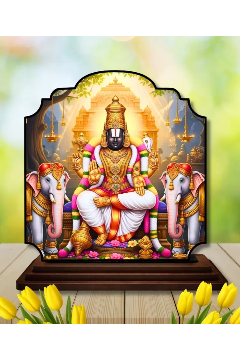 Car Dashboard/Table Top Lord Balaji Wooden Rectangle Photo Stand  3x4 Inches, Compact & Stylish Spiritual Display For Car, Home & Office (Pack Of 1) (F22304)