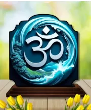 Car Dashboard/Table Top Om Symbol Wooden Rectangle Photo Stand  3x4 Inches, Compact & Stylish Spiritual Display For Car, Home & Office (Pack Of 1) (F22306)