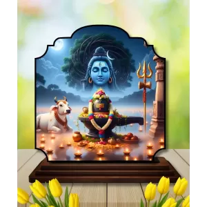 Car Dashboard/Table Top Shiva And Lingam Wooden Rectangle Photo Stand 3x4 Inches, Compact & Stylish Spiritual Display For Car, Home & Office (Pack Of 1) (F22309) Car Dashboard/Table Top Shiva And Lingam Wooden Rectangle Photo Stand 3x4 Inches, Compact & Stylish Spiritual Display For Car, Home & Office (Pack Of 1) (F22309)