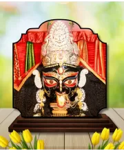 Car Dashboard/Table Top Maa Kali  Wooden Rectangle Photo Stand  3x4 Inches, Compact & Stylish Spiritual Display For Car, Home & Office (Pack Of 1) (F22314)