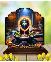 Car Dashboard/Table Top Shiva Lingam Wooden Rectangle Photo Stand  3x4 Inches, Compact & Stylish Spiritual Display For Car, Home & Office (Pack Of 1) (F22318)