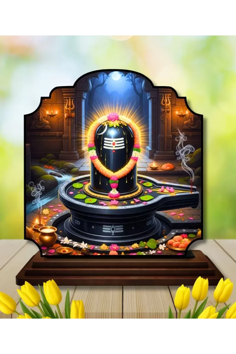 Car Dashboard/Table Top Shiva Lingam Wooden Rectangle Photo Stand  3x4 Inches, Compact & Stylish Spiritual Display For Car, Home & Office (Pack Of 1) (F22318)