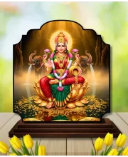 Car Dashboard/Table Top Goddess Lakshmi Wooden Rectangle Photo Stand  3x4 Inches, Compact & Stylish Spiritual Display For Car, Home & Office (Pack Of 1) (F22320)