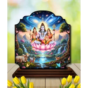 Car Dashboard/Table Top Lord Shiva And Parvathi And Ganesha Wooden Rectangle Photo Stand 3x4 Inches, Compact & Stylish Spiritual Display For Car, Home & Office (Pack Of 1) (F22322) Car Dashboard/Table Top Lord Shiva And Parvathi And Ganesha Wooden Rectangle Photo Stand 3x4 Inches, Compact & Stylish Spiritual Display For Car, Home & Office (Pack Of 1) (F22322)