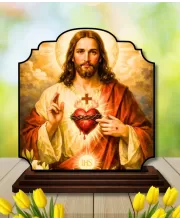 Car Dashboard/Table Top Lord Jesus Wooden Rectangle Photo Stand  3x4 Inches, Compact & Stylish Spiritual Display For Car, Home & Office (Pack Of 1) (F22323)