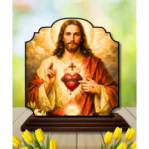 Car Dashboard/Table Top Lord Jesus Wooden Rectangle Photo Stand  3x4 Inches, Compact & Stylish Spiritual Display For Car, Home & Office (Pack Of 1) (F22323)