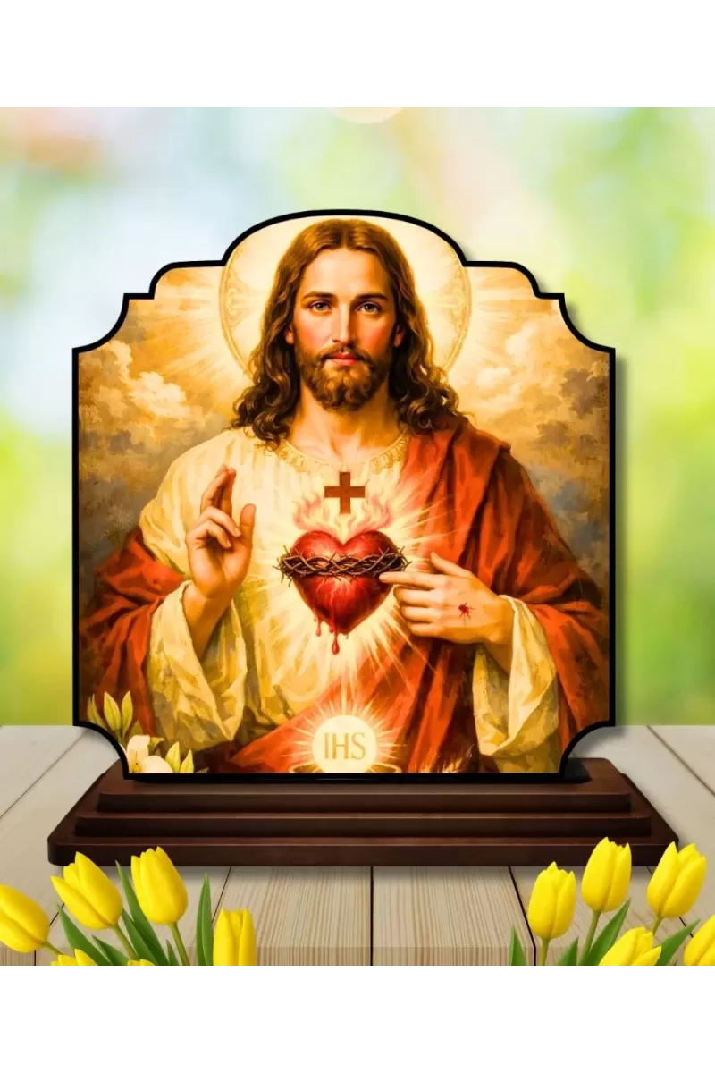 Car Dashboard/Table Top Lord Jesus Wooden Rectangle Photo Stand  3x4 Inches, Compact & Stylish Spiritual Display For Car, Home & Office (Pack Of 1) (F22323)